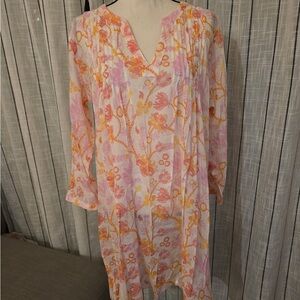 Chic Floral Women's Tunic in Pink and Orange